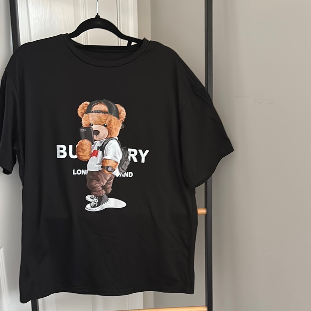 Black Graphic T-Shirt with Bear Design